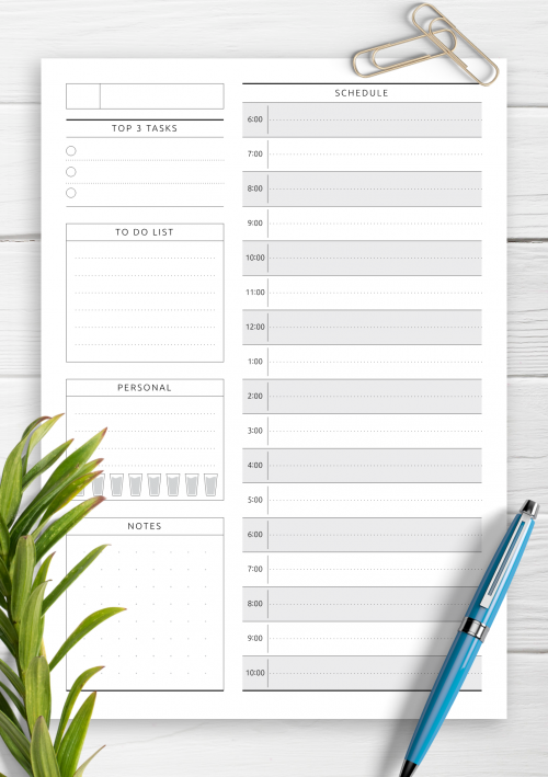 Undated Daily Planner Template - Original Style